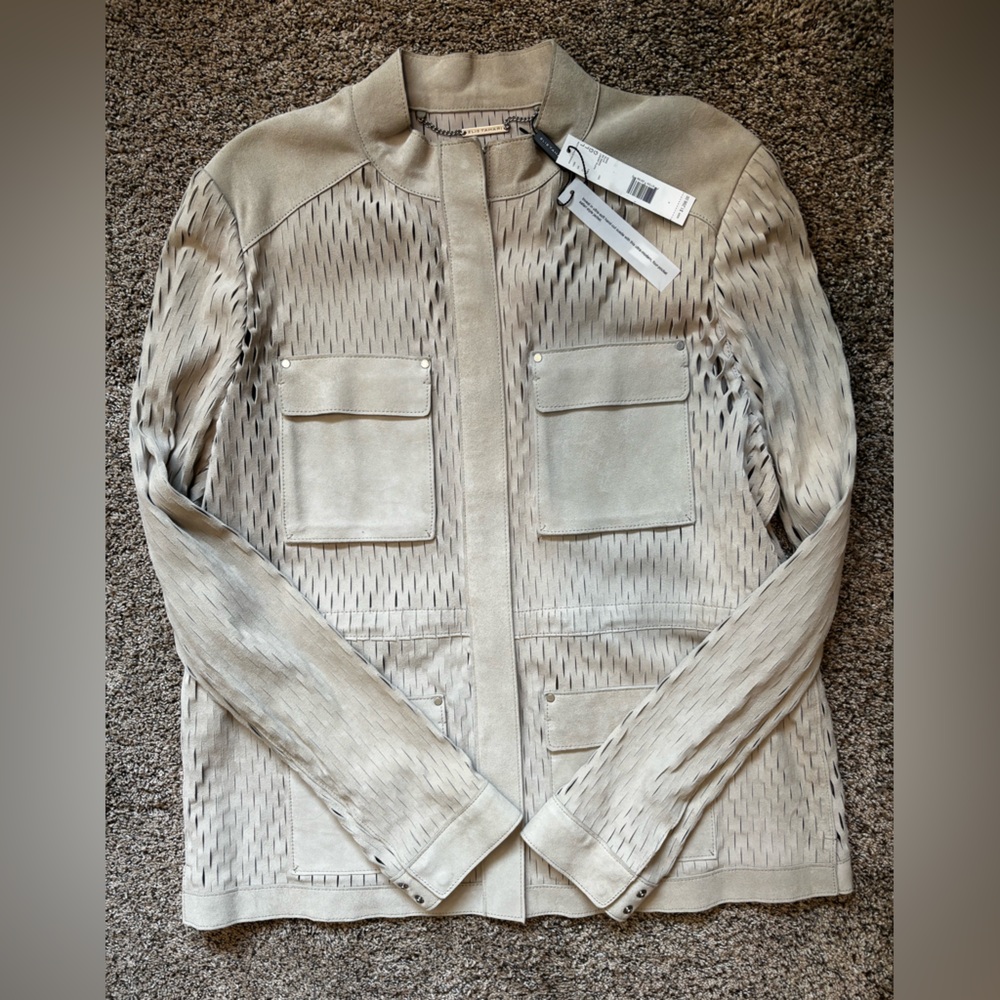 High End Elie Tahari Katya Suede Safari Jacket